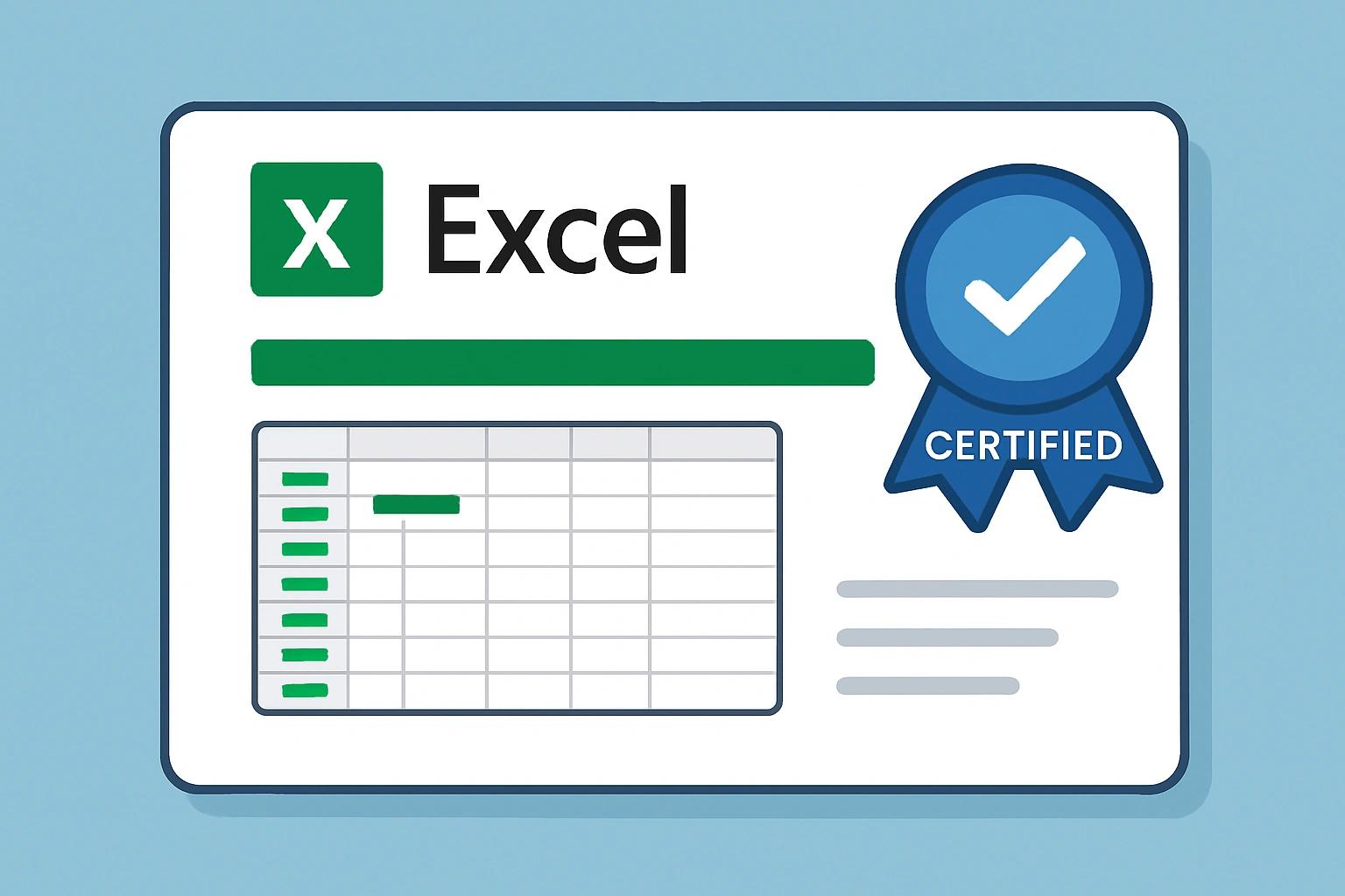 Ilustración de Excel con reportes empresariales y referencia a certificaciones laborales.